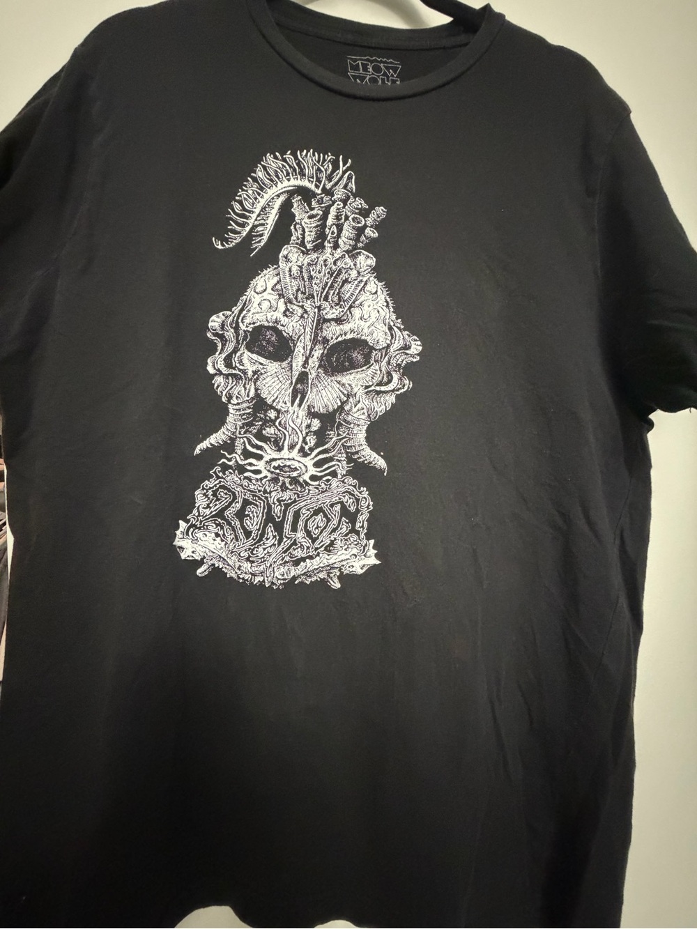 Men's Black Graphic Skull Tee with White Print